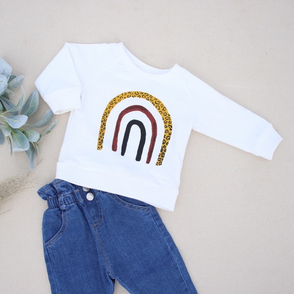 Leopard Print Rainbow Graphic Pullover Sweatshirt - Picture 2 of 7